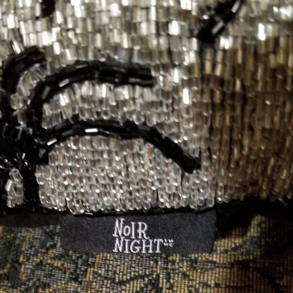 Vintage, hand beaded glass spiders & sparkly glass beads cushion, Noir Night - Picture 7 of 15